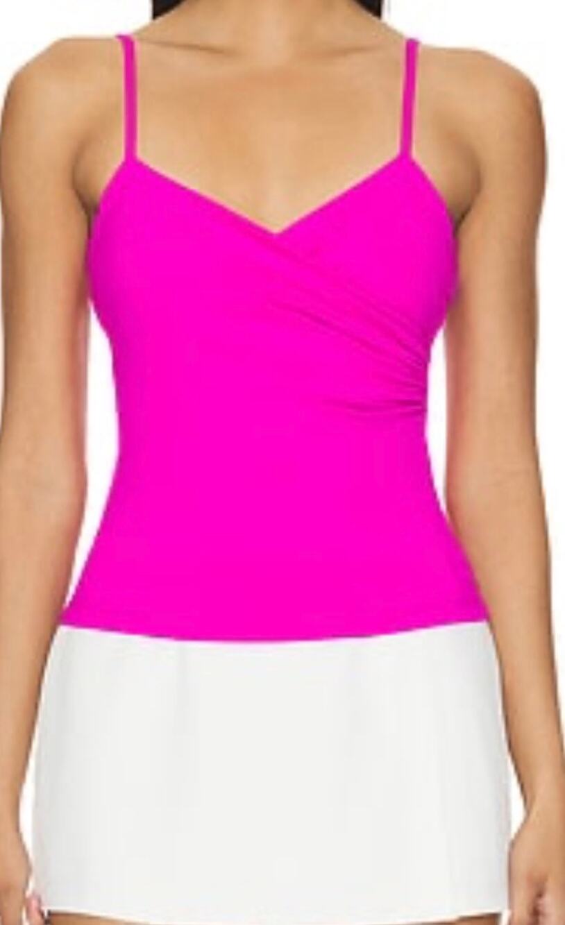 Susana Monaco String Wrap Top magenta hot pink crossover spaghetti straps small